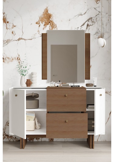 Modalife Linen Aynalı Şifonyer Vizon