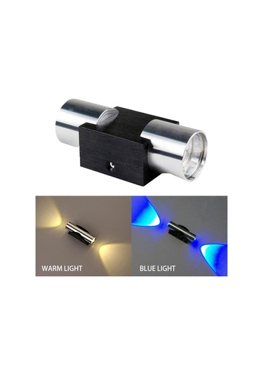 Vkemall Alüminyum İki Aynalı Led Duvar Lambası - Ev, Bar, Ktv İçin Dekoratif Spot 2w Mavi Işık 176-265v Mavi