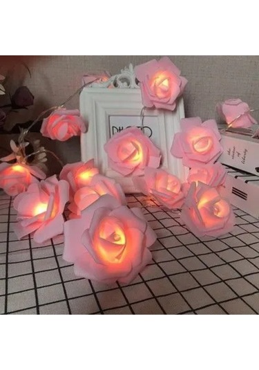 Yaozixa Pembe Gül Desenli Led Işık Zinciri, 3m Uzunlukta, 20 Ampul, Yumuşak Işık, Ev Dekorasyonu, Romantik Ortam Oluşturucu, İç Mekan Kullanıma Uygun