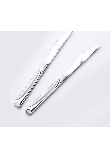 Fiesta Paslanmaz Çelik 2'li Yemek Bıçağı Sade Jelatinli Gümüş
