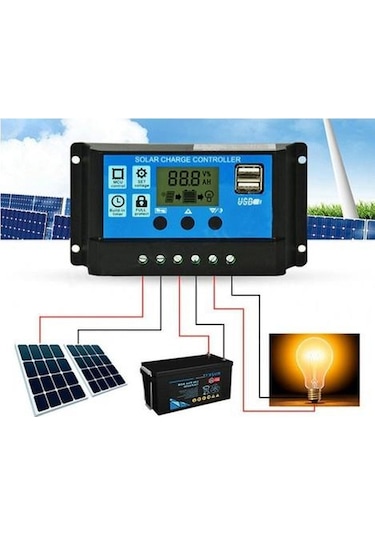 Solar 30 A Dijital Güneş Paneli 12 V 24 V Akü Şarj Kontrol Cihazı