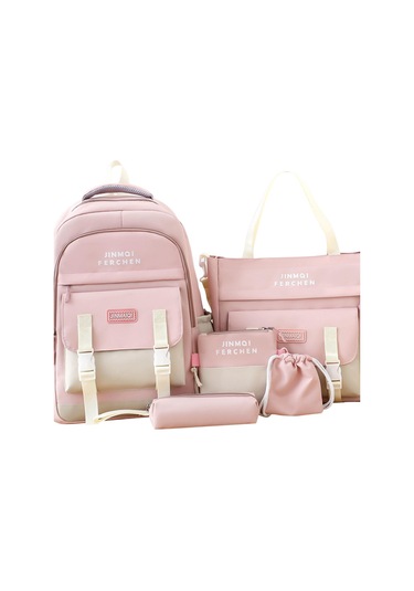 Suntek Okul Çantaları Set Tuval Sırt Çantası Kalem Çanta Pembe