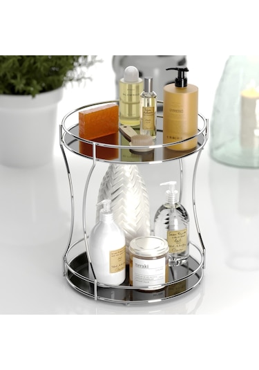 Teknotel 2 Katlı Kozmetik Takı Aksesuar Standı Krom Eg213