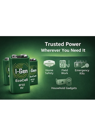 I-gen 6f22 Ecocell 9v Pil 9 Volt Kare Pil 1 Adet
