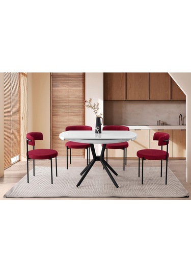 Talin Masa, Rolls Metal Sandalye, Beyaz, 120x70 Beyaz