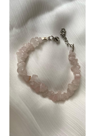 Pembe Kuvars Doğal Taş Kadın Bileklik Pembe