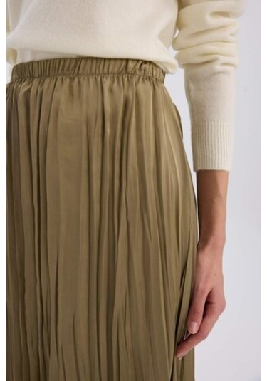 DeFacto A Kesim Yüksek Bel Saten Midi Etek E3348AX24WNGN320 Yeşil