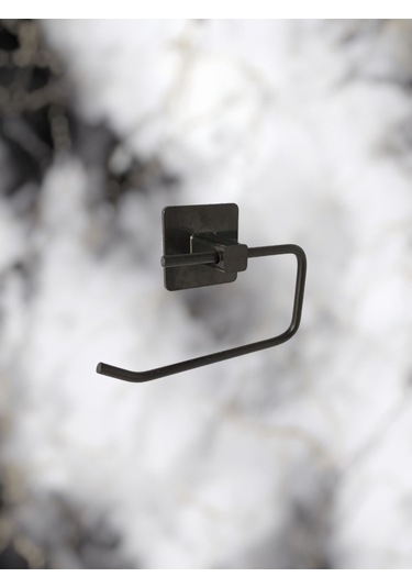 Siyah Yapışkanlı Tuvalet Kağıtlık Halka Havluluk Askısı Ve Fön Makinesi Askısı Seti Banyo Seti Siyah