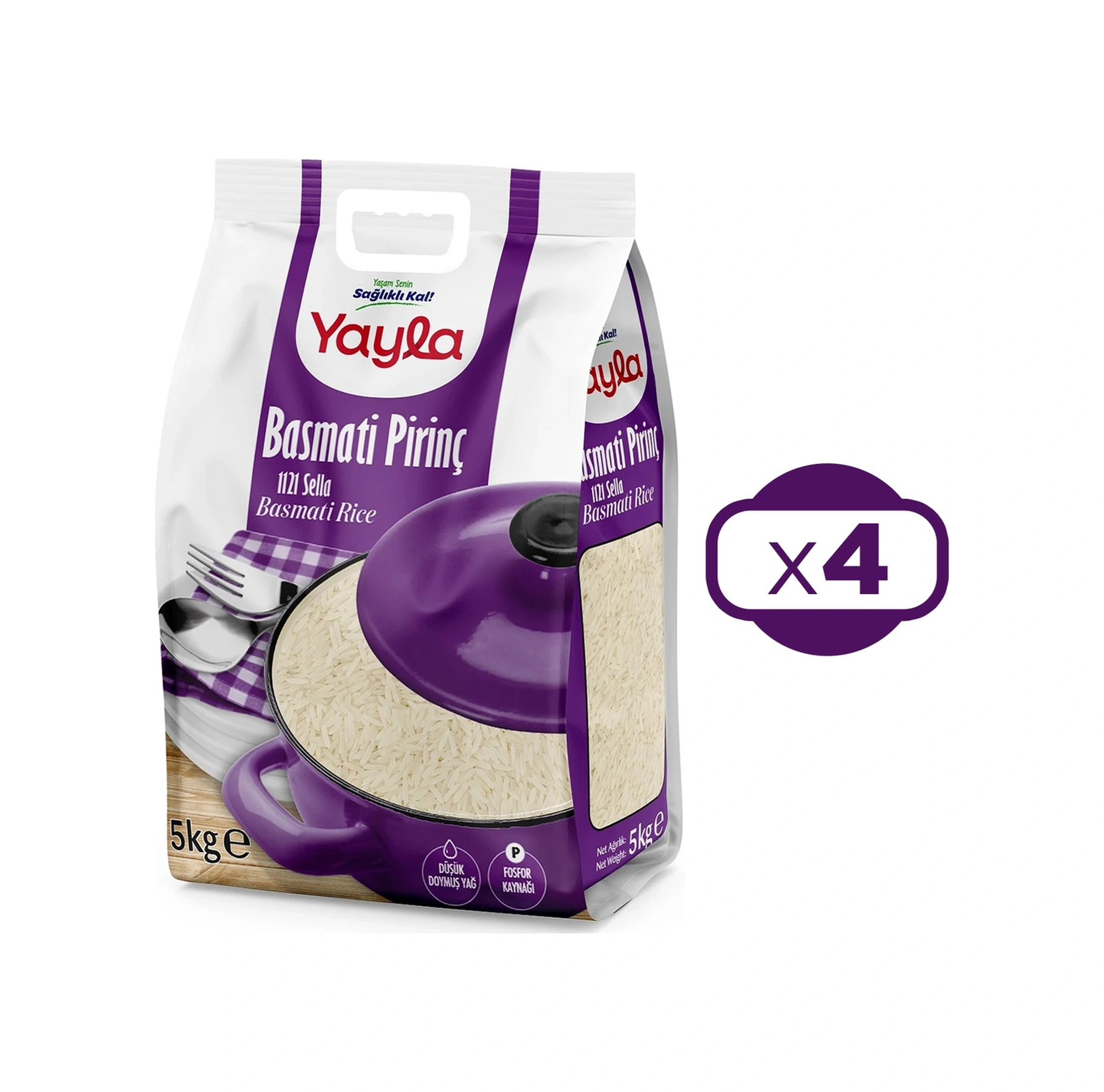 Yayla Bakliyat Basmati Pirinç 1121 Sella 5 Kg X 4 Adet