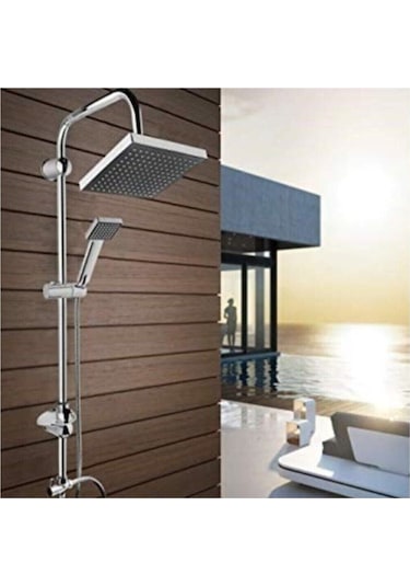 Siyah Başlıklı Kaliteli Robot Kare Duş Sistemi Çok Fonksiyonlu Yağmurlama Duş Seti Krom