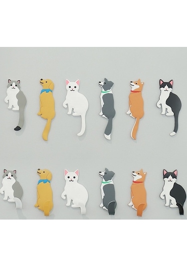 Dancemonkey Cbtx Bbq-029 Karikatür Kedi Köpek Duvar Kancası - Traceless Askı Yapışkan Bantlı Köpek D4 Model Çok Renkli