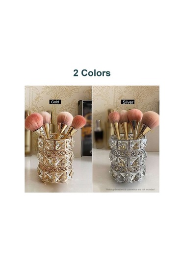 Novahub Boncuksuz Metal Makyaj Fırça & Kalem Tutucu, Gümüş Saklama Kabı, Şık Ve Pratik Gümüş