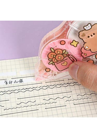 Honmex 30m Uzunluklu Mx7830 Geniş Boyutlu Düzeltme Bandı - Pembe Makaron Rengi Öğrenci Stationery - Plastik Kasa Pet Film Gümüş