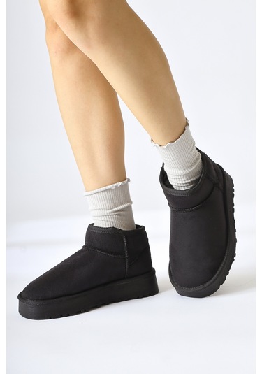 Lilly-anne Siyah Süet İçi Kürklü Kısa Bot 001