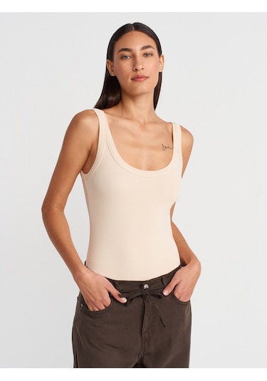 Dilvin 21053 Askılı Bodysuit-taş Taş