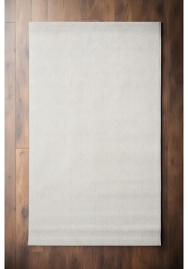 Rölyef Halı Yolluk Krem Kaymaz Taban Makinada Yıkanabilir Salon, Mutfak & Koridor Krem