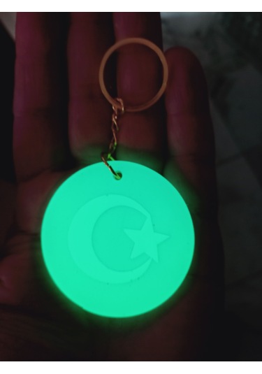 Karanlıkta Parlayan Fosforlu Zincirli Kolye Küpe Anahtarlık Seti 3'lü Set Yeşil