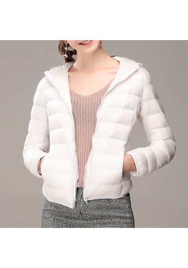 Yeni Kısa Kalın Sıcak Slim Fit Beyaz Ördek Tüyü Moda Ceket Beyaz