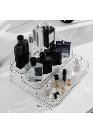 Novahub Şık Akrilik 3 Katlı Parfüm Organizatörü Modern Şeffaf Şeffaf