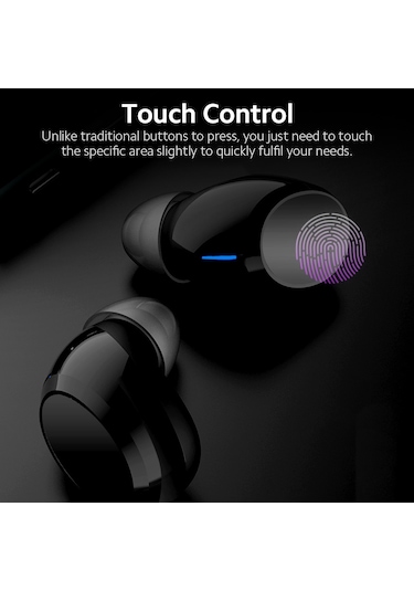 Jeemson Konka T8 Bluetooth 5.0 Kulaklıklar, Dokunmatik Kontrol, 6.5 Saat Çalma Süresi, İos/android Uyumlu, Siyah Spor Kulak İçi Kulaklıklar