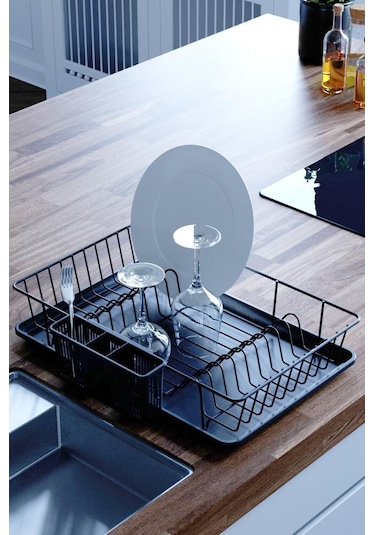 Geseus Home Tek Katlı Tabaklık Bulaşıklık Mat Siyah Kb003s Siyah