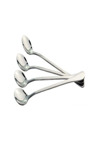 Moveevo 4 Adet Paslanmaz Çelik Uzun Saplı Kaşık Seti - Kahve, İçecek, Dondurma Karıştırıcı - Bar Ve Ev Kullanıma Uygun Gümüş