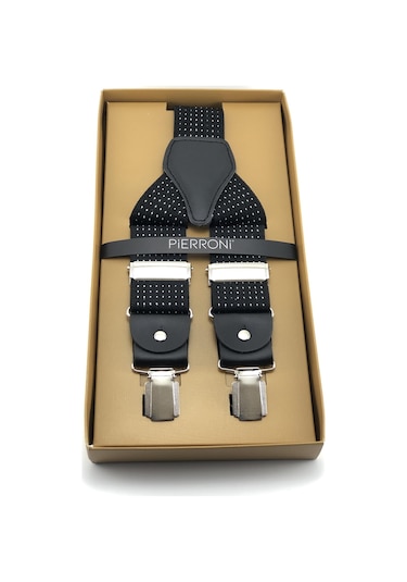 Pierroni Siyah Beyaz Noktalı Pantolon Askısı