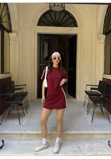 Osy Modal Yumuşak Dokulu Kumaş Kadın Parçalı Bisiklet Yaka T-shirt Mini Şortlu Etek İkili Takım -bor Bordo Osy Modal Yumuşak Dokulu Kumaş Kadın Parçalı Bisiklet Yaka T-shirt Mini Şortlu Etek İkili Takım -bor Bordo
