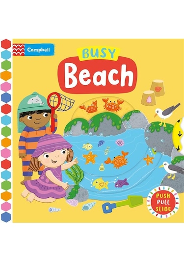 Busy Beach A Push, Pull, Slide Book Ciltli Campbell Books