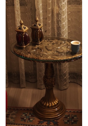 Mitolojik Oval Polyester Döküm Sehpa Antik Bakır Antik Bakır