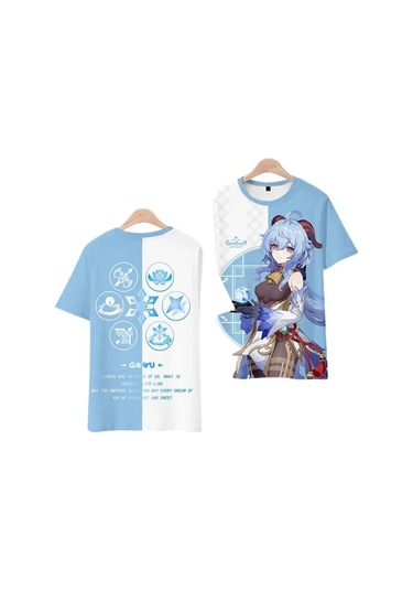 Snapbuy Yeni Oyun Anime Genshin Impact Hutao Yae Miko 3d Baskılı T-shirt Unisex Giyim Cosplay Teealtınerkek Altın