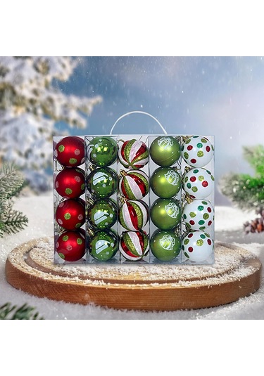 Suntek Ev Kutlamaları İçin 40 Adet Yılbaşı Topu, Dekoratif Paket 29,6x11,8x23,6 Cm