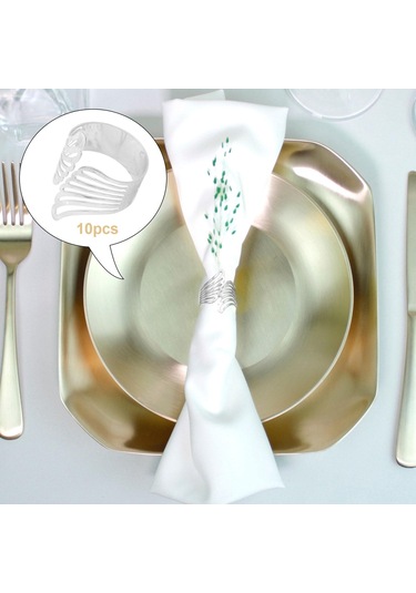 Suntek 10 Parça Peçete Halkaları Gelin Ziyafet Otel Gümüş Gümüş