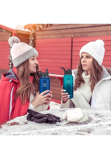 Willowhaven Navy Blue 32oz Paslanmaz Celik Termos Sızdırmaz 3 Kapaklı Bpa Free Lacivert