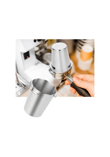 Kosona 304 Çelik Espresso Kahve Tozu Dağıtım Kupa - 54mm Portafilter Uyumlu - Kahve Makinesi Aksesuarı Gümüş