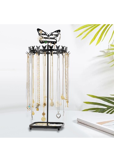 Homyl Takı Organizatör Ekran Metal Tutucu Kolye Küpe Bileklik Siyah