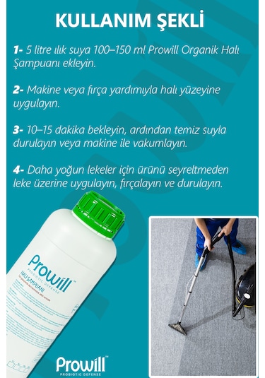 Organik Halı Şampuanı 1 Litre - Halı Yıkama Şampuanı Tekli