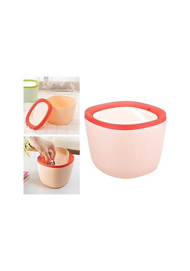 Homyl Plastik Mini Çöp Kovası Kül Kutusu Masaüstü Pembe Pembe