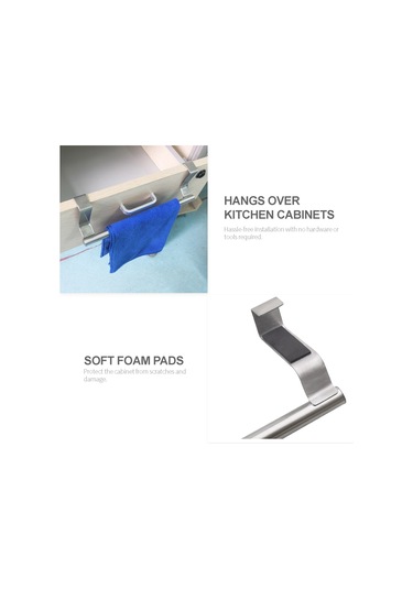 Skycity Stainless Steel Kapı Üstü Bez Tutucu, 23.5cm Uzunluk, Zirve Montaj, 4.5kg Yüke Dayanır, Mutfak/banyo İçin Gümüş