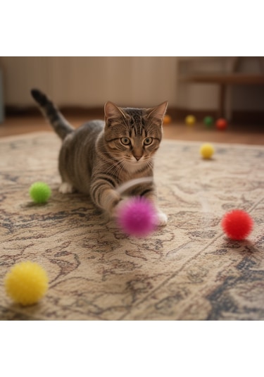 Runaway Mini Kedi Oyun Topu Renkli Ve Hareketli Eğlence