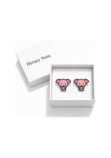 Dobby Figürlü Pembe Küpe Unisex Renkli Karakter Tasarım Çok Renkli