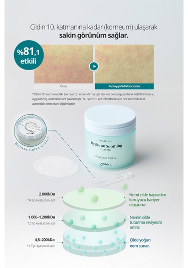 Hassas Ciltlere Nemlendirici Tonik Ped Goodal Houttuynia Cordata Hyaluron Soothing Clear Pad