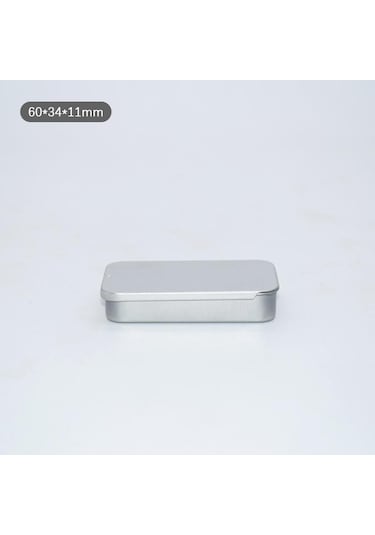 Metal Dikdörtgen Boş Mini Teneke Kutu Teneke Plaka İtme Şeker Hap Kutuları Saklama Kutusu Gümüş