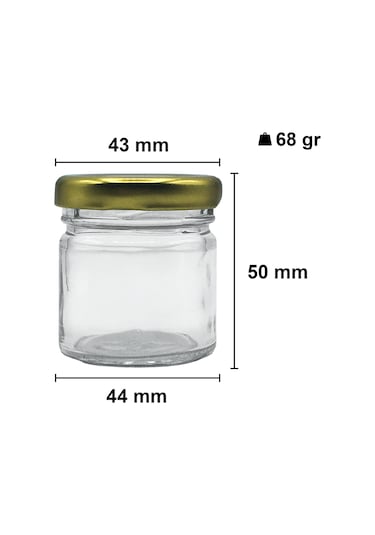 Afracam 40 Ml Metal Kapaklı Şeffaf Cam Kavanoz 25 Adet Siyah