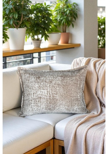 Kırlent İthal Kadife Kumaş - 35x50cm Yumuşak Dokulu Dekoratif Özel Tasarım Kırlent Kılıfı Krem