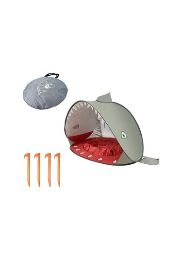 Havuzlu Bebek Plaj Çadırı Taşınabilir Katlanabilir Güneşlik Köpekbalığı Grisi Gri