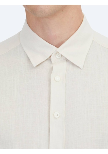 Kip Bej Regular Fit Dokuma Casual %100 Pamuk Gömlek