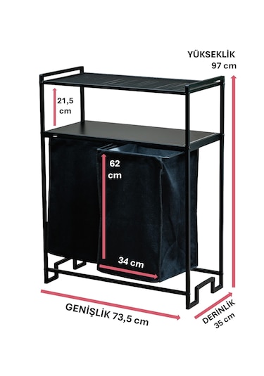 Dekoratif Kirli Sepetli Banyo Dolabı 2 Raflı 2 Bölmeli Çamaşır Sepeti Banyo Düzenleyici Organizer Siyah Dekoratif Kirli Sepetli Banyo Dolabı 2 Raflı 2 Bölmeli Çamaşır Sepeti Banyo Düzenleyici Organizer Siyah