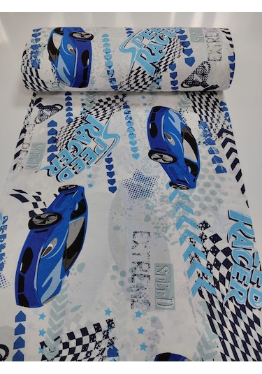 Ranforce Metrelik, Nevresimlik Kumaş - 100x240 Yarış Arabası