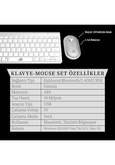 Steep Solid ST-078 2.4 Ghz Wi-fi Klavye - Optik Mouse Set